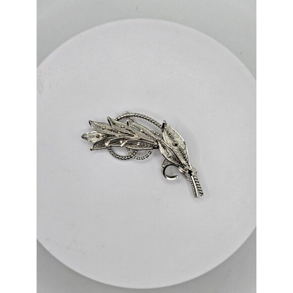 Vintage Jay Flex Sterling Silver Signed Leaf Brooch 2.5" rare design - Picture 2 of 8